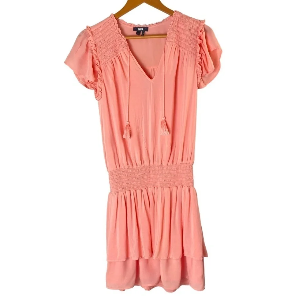 PAIGE Christina Dress Short in Peach Tree Size S